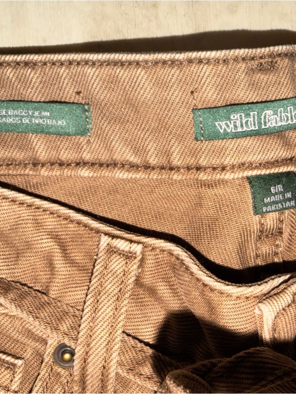 NWT WILD FABLE Brown Wide-Leg Tie-Waist Women’s Rigid Denim Low Rise Size 6/R - Picture 4 of 14